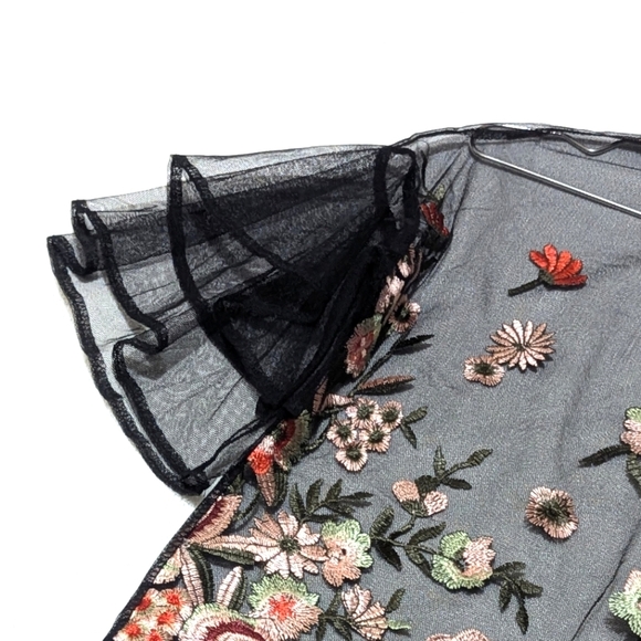 Haute Monde Black Floral Embroidered Blouse - Picture 3 of 7